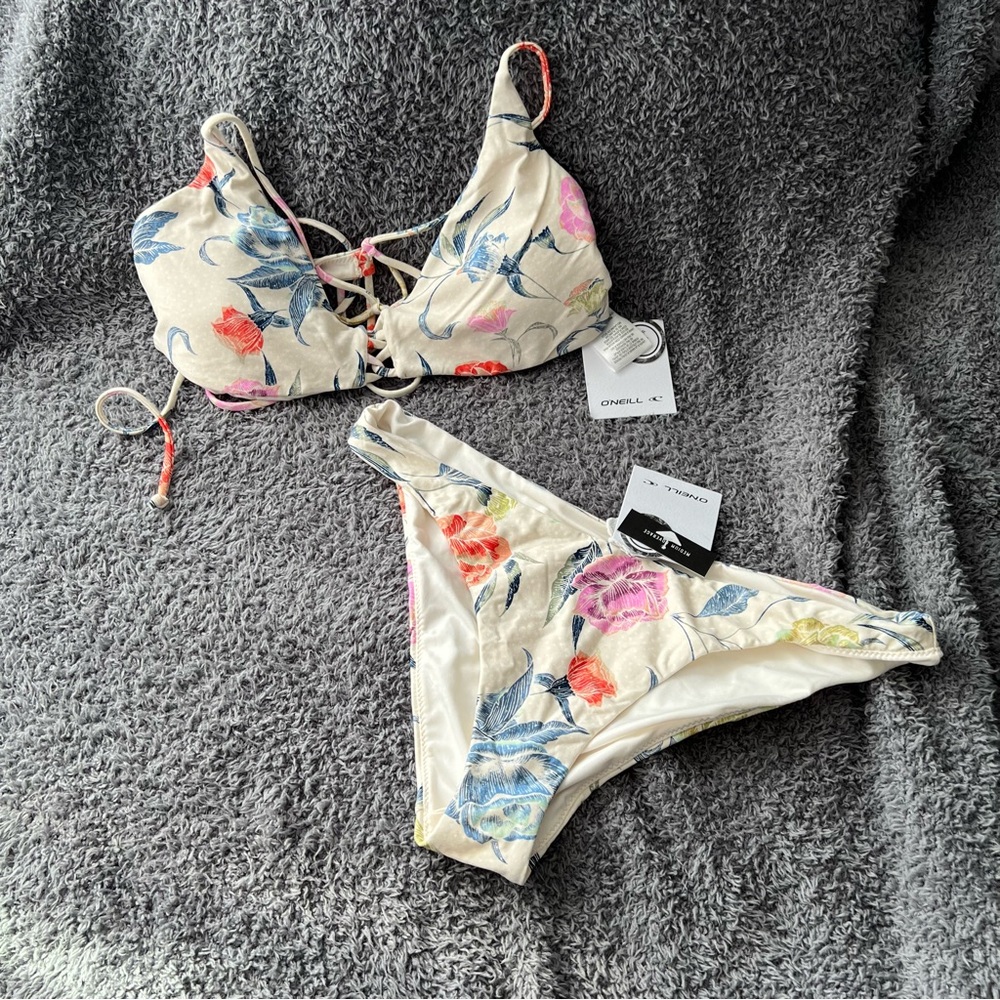 O'Neill Floral Bikini - Cream with Multicolor Accents